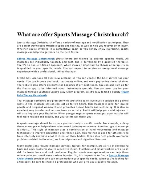 Ppt What Are Offer Sports Massage Christchurch Powerpoint Presentation Id11653857