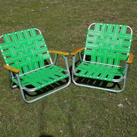A beach chair with a high seat might be preferred if standing up from a low position is an issue. Pair of 1970s folding aluminum webbed patio / beach chairs ...