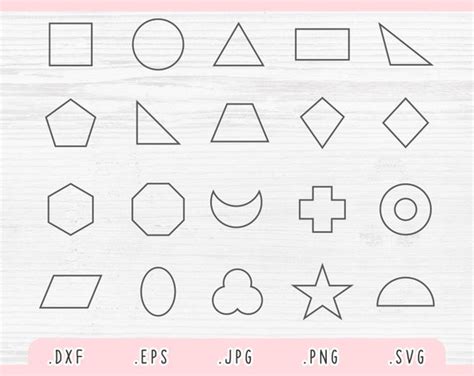 Outline Basic Shape Svg For Cricut And Silhouette Shapes Svg Etsy