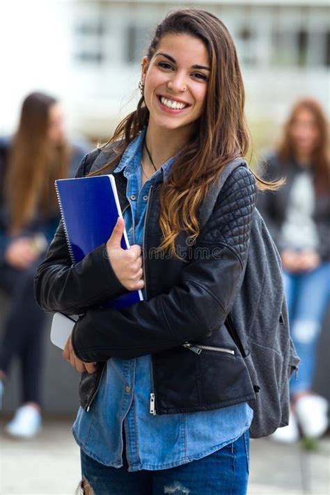 Pretty Student Girl With Some Friends After School Stock Image Image