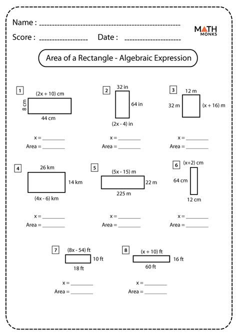 Find The Area Of A Rectangle Worksheet