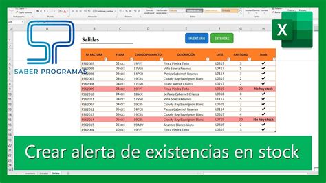 Excel Crear Alerta Para Salidas De Stock En Inventario De Excel