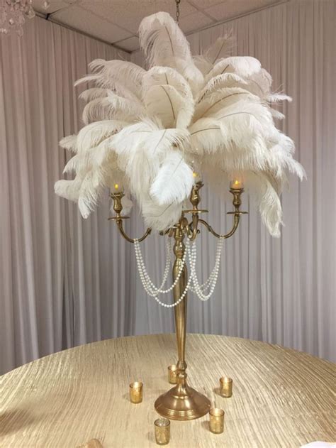 Gold Feather Centerpiece Ideas Gatsby Party Decorations Feather