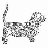 Coloring Animal Geometric Dog Basset Hound Printable Greyhound Sheets Books Bloodhound Coon Dane Dogs Fox Setter Irish Getcolorings Mandala Italian sketch template