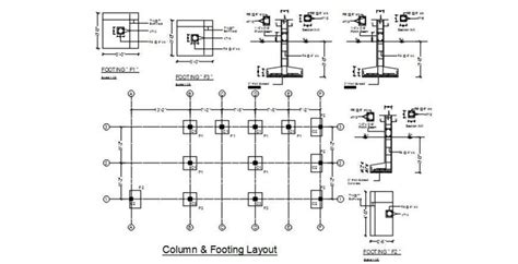 Column And Footing Layout Foundation Plan And Structure Details Of