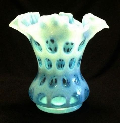 Fenton Blue Opalescent Coin Dot Vase A Dream Remembered Ruby Lane