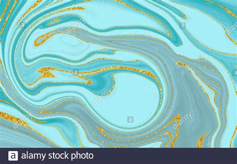 Illustration Of A Turquoise Marble Background With Lines Of Gold