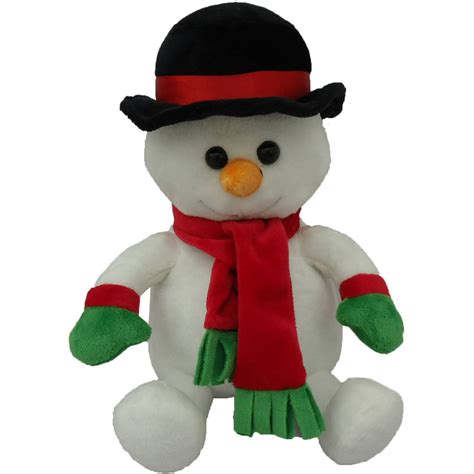 11 Sitting Holiday Snowman With Cap And Scarf Super Soft Plush