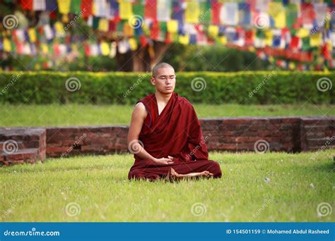 Buddhist Monk Meditation In Sitting Pose Editorial Stock Image Image