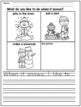 Winter Writing Prompts for Kindergarten and First Grade by Dana's