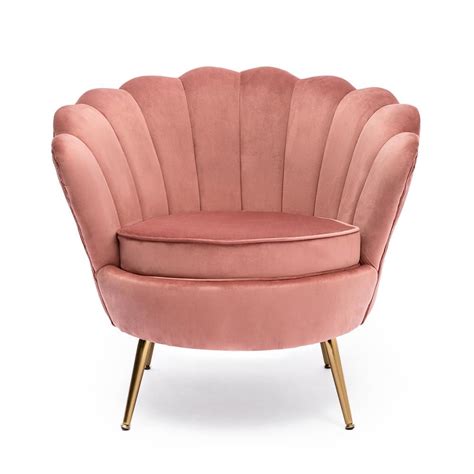 Kinwell Pink Modern Scalloped Back Accent Barrel Chair Arm Chairs