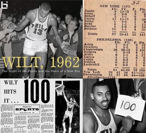 On march 2, 1962, philadelphia warriors center wilt chamberlain scores 100 points against the wilt chamberlain was born on august 21, 1936, in philadelphia. Wilt Chamberlain 1962 - The Most Amazing Statistical ...