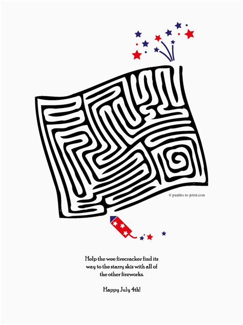 Free Printable July Fourth Maze Mazes For Kids Free Printable