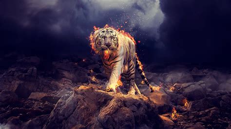 Fire Tiger Hd Wallpaper Background Image 1920x1080 Id996936