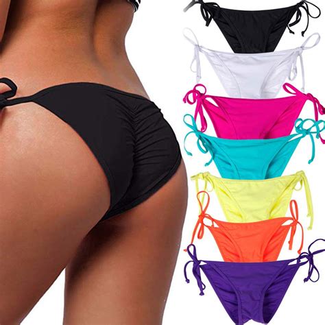 Buy Starbild Women S Sexy Brazilian Bikini Bottom With Tie Side Cheeky V Cut Thong Swimsuit