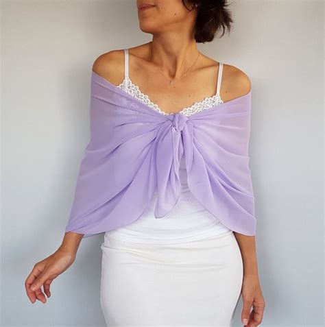 Lilac Chiffon Shawl Off The Shoulder Wrap Evening Stole Etsy Chiffon Shawl Dress Cover
