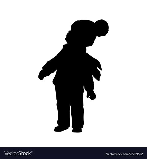 Black Silhouette Of Little Boy Looking To Sky Vector Image