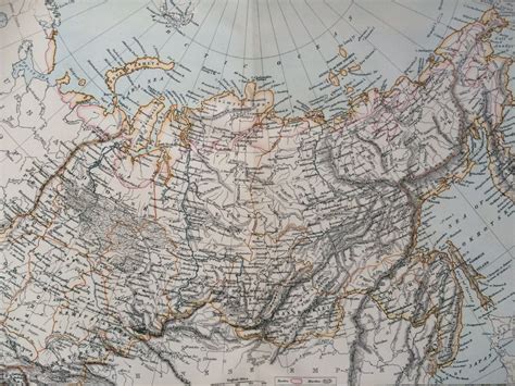 1875 Siberia Large Original Antique Map Russia Cartography Geography