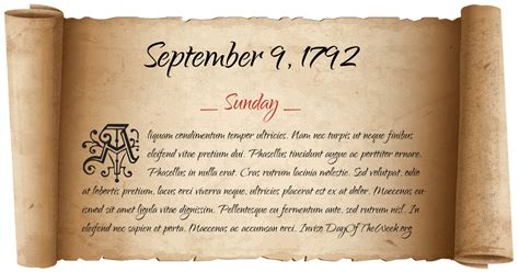 What Day Of The Week Was September 9 1792