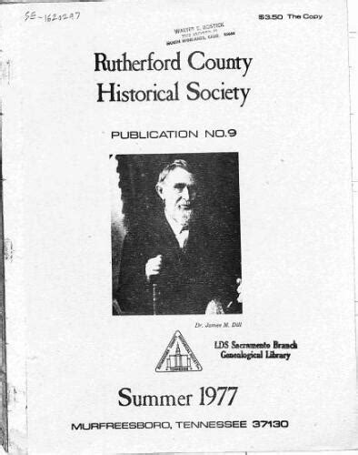 Rutherford County Historical Society Publications No 9 Summer 1977