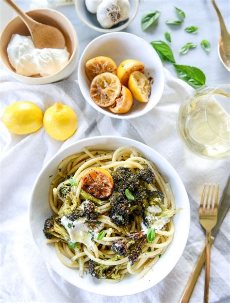 Blackened Broccoli Pasta With Charred Lemon And Goat Cheese How