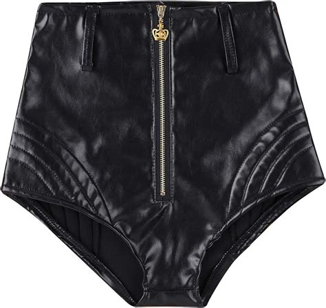 Yeahdor Women S Wetlook Casual Faux Leather Shorts High Waisted Hot