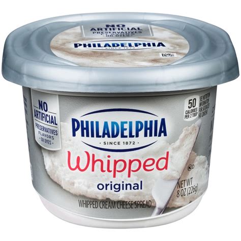 Source of vitamin a, firm texture: Kraft Philadelphia Whipped Original Cream Cheese Spread ...