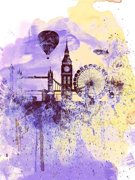 London Watercolor Skyline Painting By Naxart Studio Fine Art America