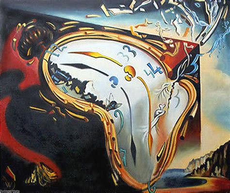 Melting Clock Like Salvador Dali Oil Painting 20x24 Framed Canvas