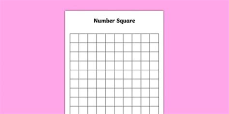 Number Squares Worksheet Customizable