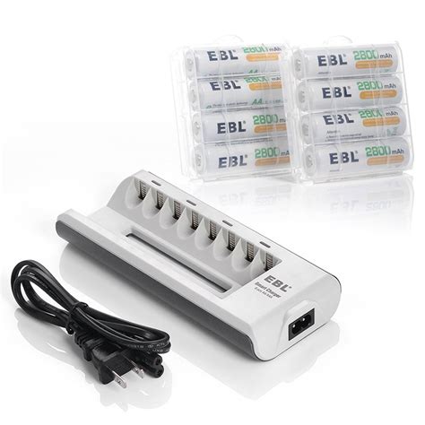 Ebl 2800mah Ni Mh Aa Rechargeable Batteries 8 Pack And 808