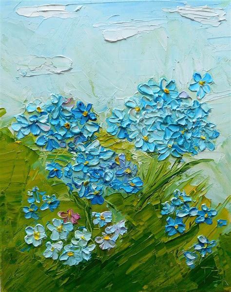 Blue Flowers Original Impasto Oil Painting No04 03 Ready To Etsy