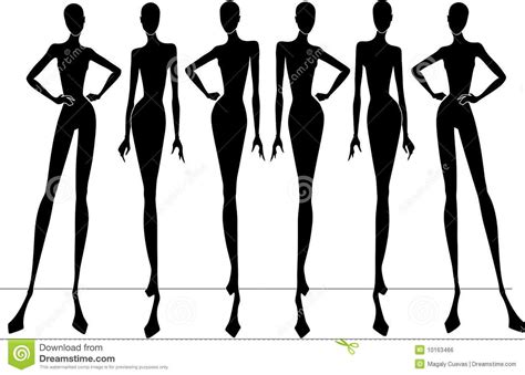 The Silhouettes Of Female Mannequins In Different Poses Stock Photo Image