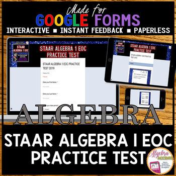 ALGEBRA 1 STAAR EOC Review TEST PREP Version 3 GOOGLE FORMS TpT