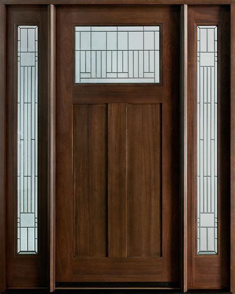 Front Door Custom Single With 2 Sidelites Solid Wood With Walnut