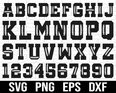 Football Letters And Numbers Svg Bundle Football Font Svg Etsy