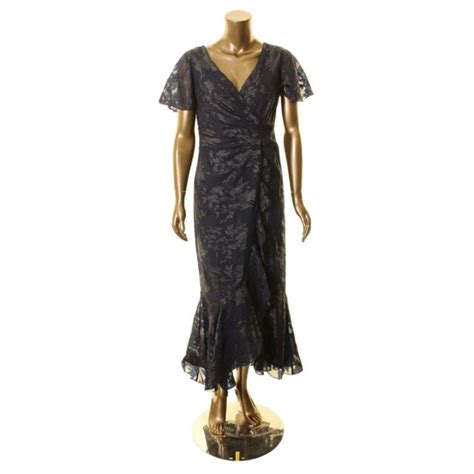 Ralph Lauren Size Navy Textured Evening Dress Glitter Amaria For Sale Online Ebay