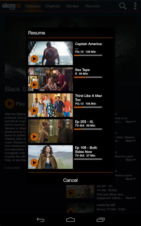 Its programming features mainly older and recent t. STARZ Play - screenshot