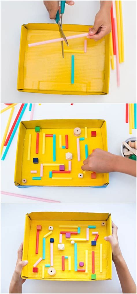 Kid Made Diy Recycled Cardboard Marble Maze Recycling For Kids Fun