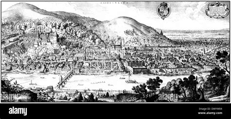 Historical Cityscape Heidelberg Germany 17th Century Stock Photo Alamy