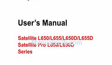 TOSHIBA SATELLITE L650 SERIES USER MANUAL Pdf Download | ManualsLib