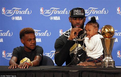 James Speaks To Media With His Children Lebron James Jr Left And