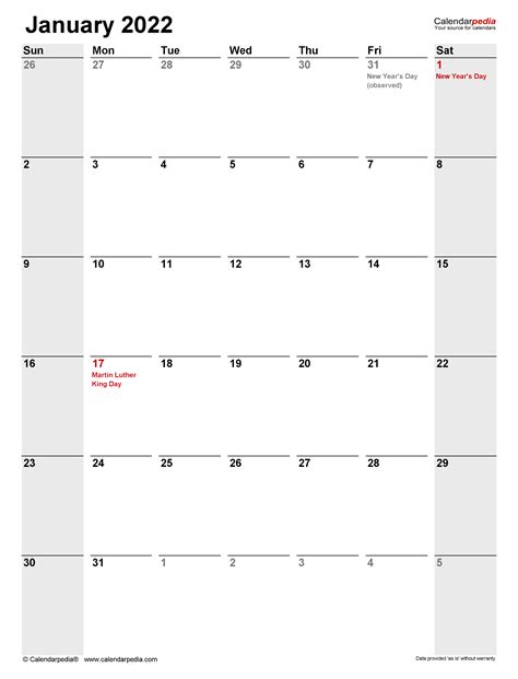 January 2022 Calendar Templates For Word Excel And Pdf January 2022