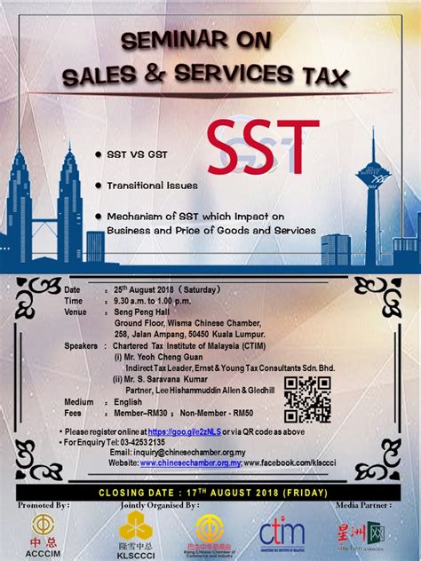 Implemented since september 2018, sales and service tax (sst) has replaced goods and services tax (gst) in malaysia. Seminar on Sales & Services Tax (SST) (25-8-2018) | KLSCCCI