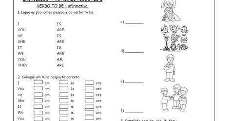 Resultado De Imagem Para Exercises Pronomes Pessoais E Verbo To Be Afirmativo Pronomes