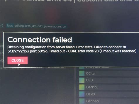 Connection Failed Obtaining Configuration From Server Failed Error State Fivem