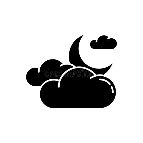 Cloudy Night Sky Black Glyph Icon Stock Vector Illustration Of Isolated Cloud 180089846