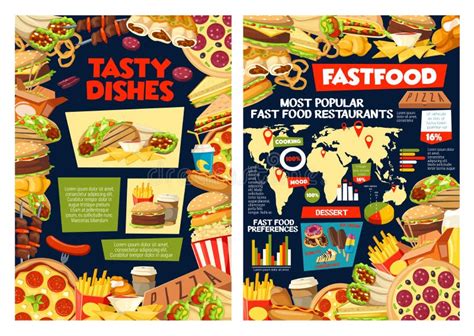 World Map With Fast Food And Take Away Food Stock Vector Illustration