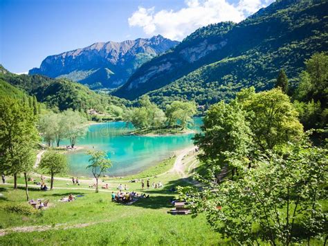Lake Tenno Surrounded By Italian Alps Stock Image Image Of Beautiful