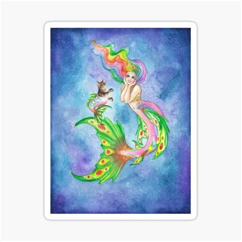 A Mermaid And Her Catfish Sticker For Sale By Jopieart Redbubble
